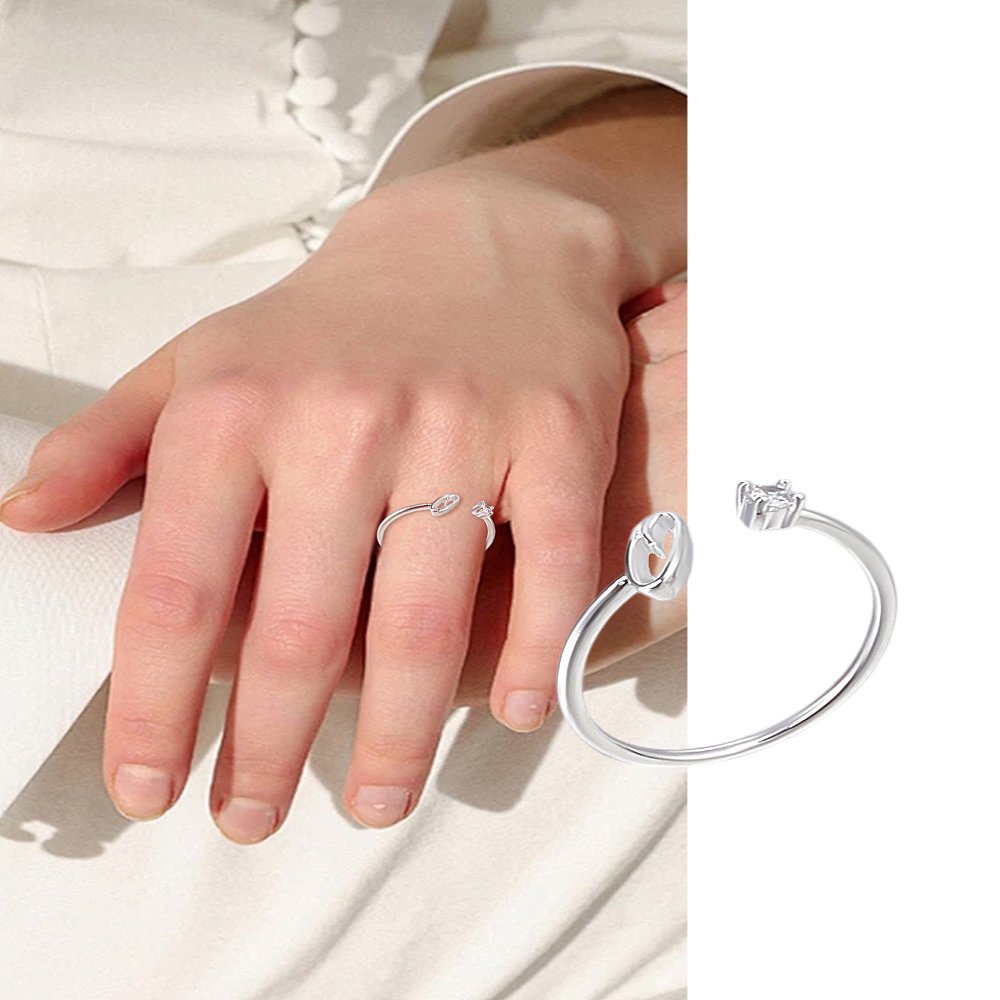 1Pcs Silver Letter A-Z Open Signet Ring Women Brass Rhinestone Open Cuff Rings Women Personalized Jewelry Gifts DIY