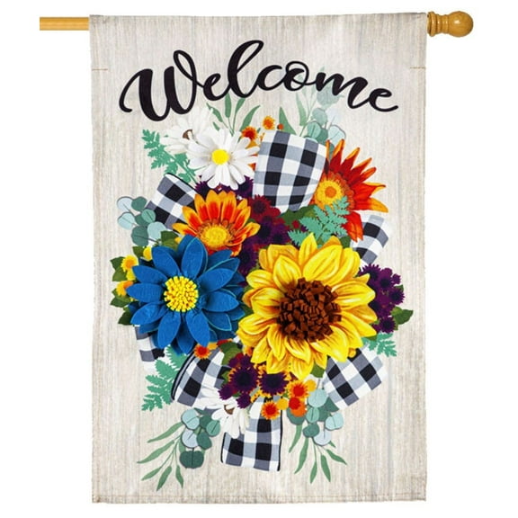 Buffalo Check Floral Flag 2 Sided House Banner