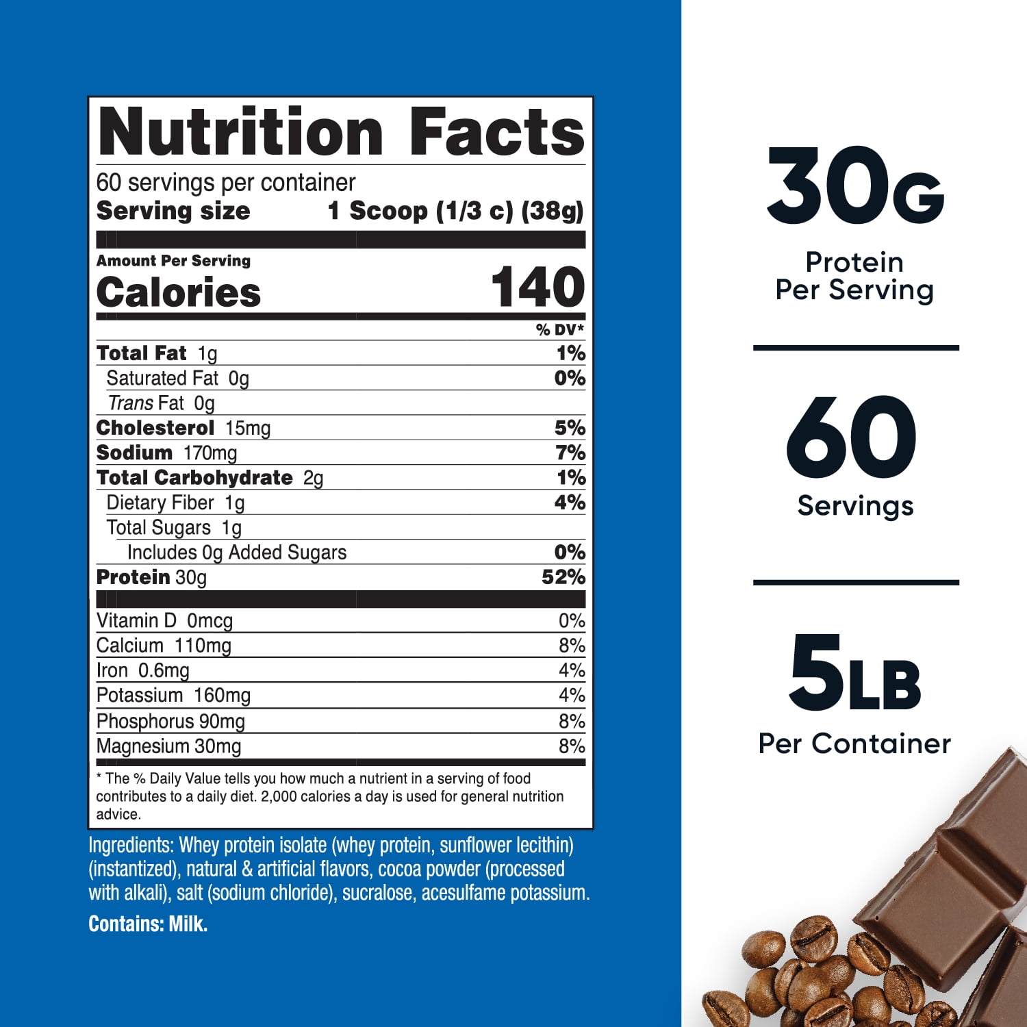 Nutricost Whey Protein Isolate Powder (Mocha) 5LBS - Non-GMO & Gluten Free