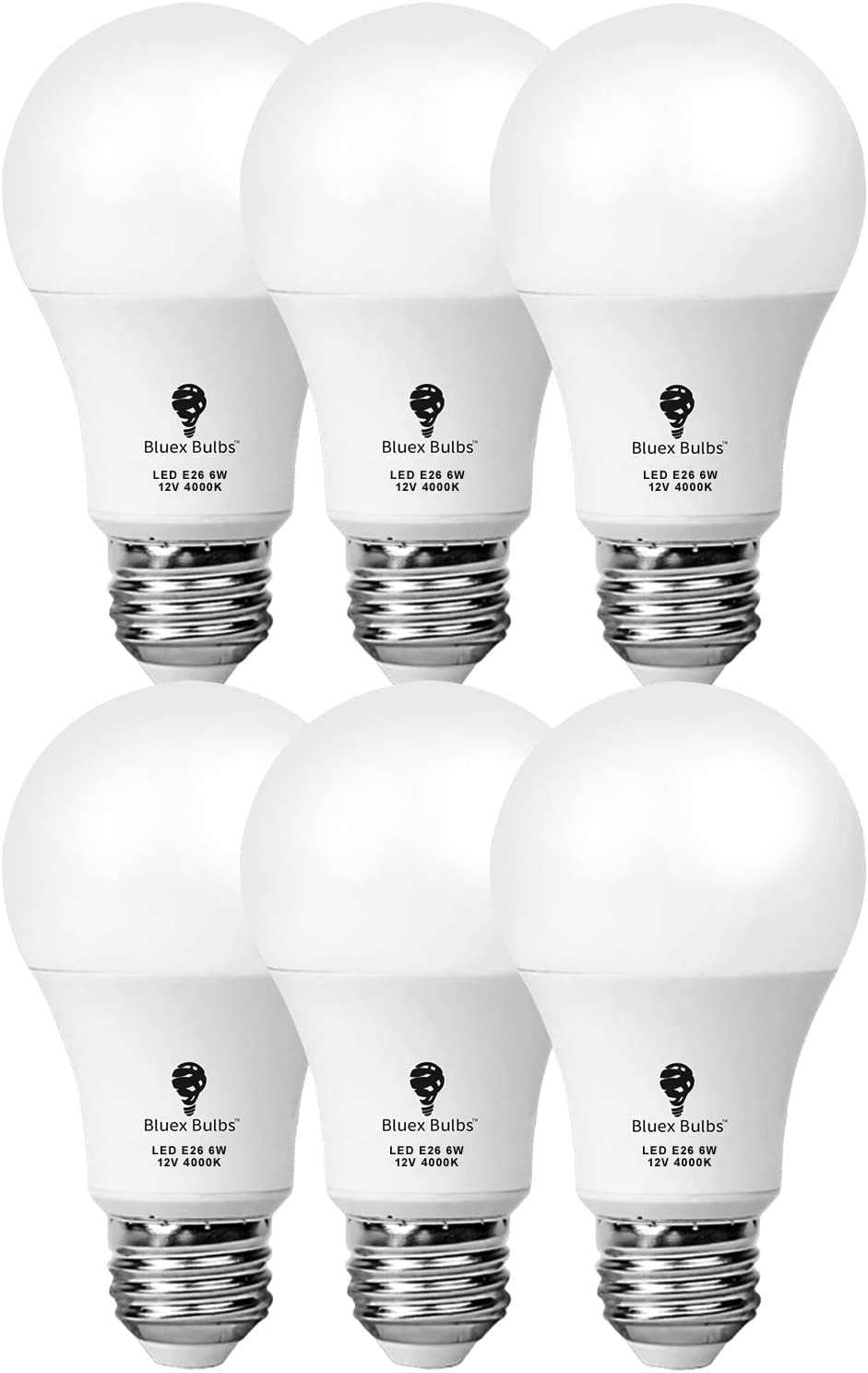 12 Volt Light Bulb 12V LED Bulb A19 6W 3000K Warm White E26 Low Voltage Light Bulbs 570lm (50Watt Equivalent) RV Camper Marine, Solar Battery System 6 Pack - Walmart.com