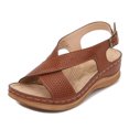 thumbnail image 2 of Vedolay Women Cute Sandals Wedge Sandals for Women Dressy Summer Comfortable Low Wedges Dress Sandal,Brown 8.5, 2 of 5