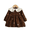Brown, variant on LYMAYTER Toddler Girls Long Sleeve Dress for 6M-3Y Kids Ruffle Collar Floral Embroidered Dress