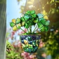 thumbnail image 2 of 2D Acrylic Pendant Hanging Decoration, Ngxiha Shamrock Suncatcher Four Leaf Clover Window Hanging Ornament, Acrylic Stained Glass Effect Art, Holiday Outdoor Decoration, 2 of 4