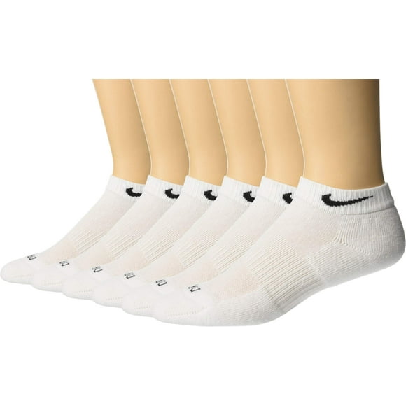 Men's Nike 6-pack Everyday Plus Cushion Low-Cut Training Socks SIZE 8-12 (X-LARGE) (WHITE)