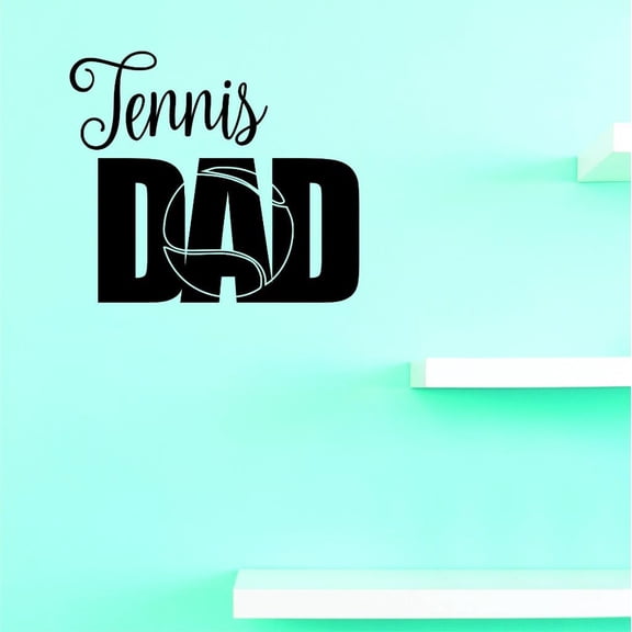 Custom Decals Tennis Dad Wall Art Size: 14 X 28 Inches Color: Black