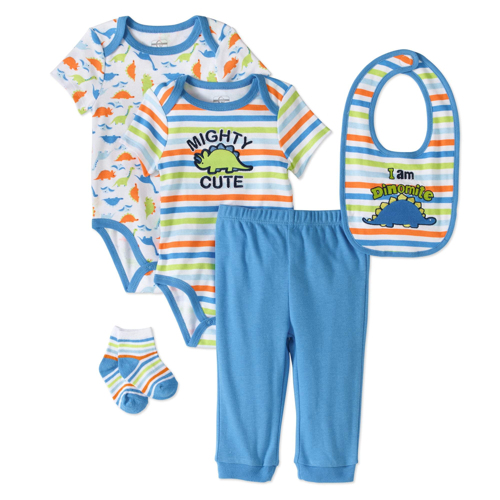 Newborn Baby Boy 5pc Baby Basics Layette Set