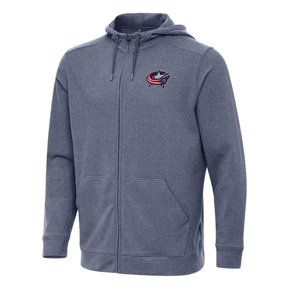 Men's Antigua Heather Navy Columbus Blue Jackets Effortless Full-Zip Hoodie Jacket