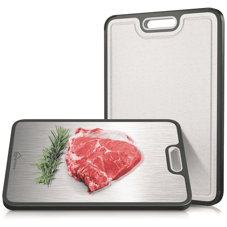 Easymora Titanium Cutting Board for Kitchen 15"x10", Dual-Sided Metal Chopping Board with Handle for Meat & Fruits, Easy Clean, Non-Toxic