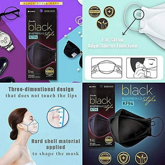 [] KF94 Disposable Face Mask -  Korea, White Breathable Reusable Face Mask, Individually Wrapped 4-Ply Adjustable Cloth Masks, 40 Pack