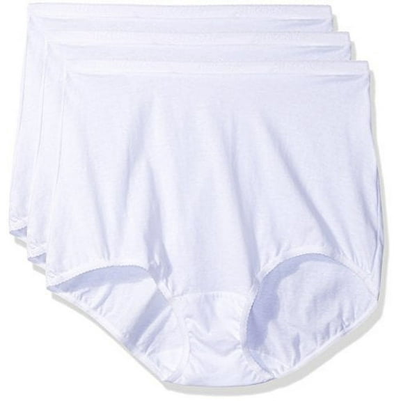 Shadowline Women's Plus-Size Panties-Cotton Brief (3 Pack), White, 11