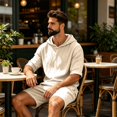 thumbnail image 6 of Men's Linen Hoodies Elbow Length Sleeve Pullover Hooded Shirts Summer Causal Beach Vacation Hoodies, S, 6 of 7