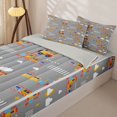 thumbnail image 3 of Castle Fairy Cartoon Train Zipper Full Size Comforter Sets with Fitted Sheet and 2 Pillowcases,Cloud Star Print Zipper Bedding Set for Bedroom,Gray Yellow,4pcs,Grey Reversible, 3 of 6