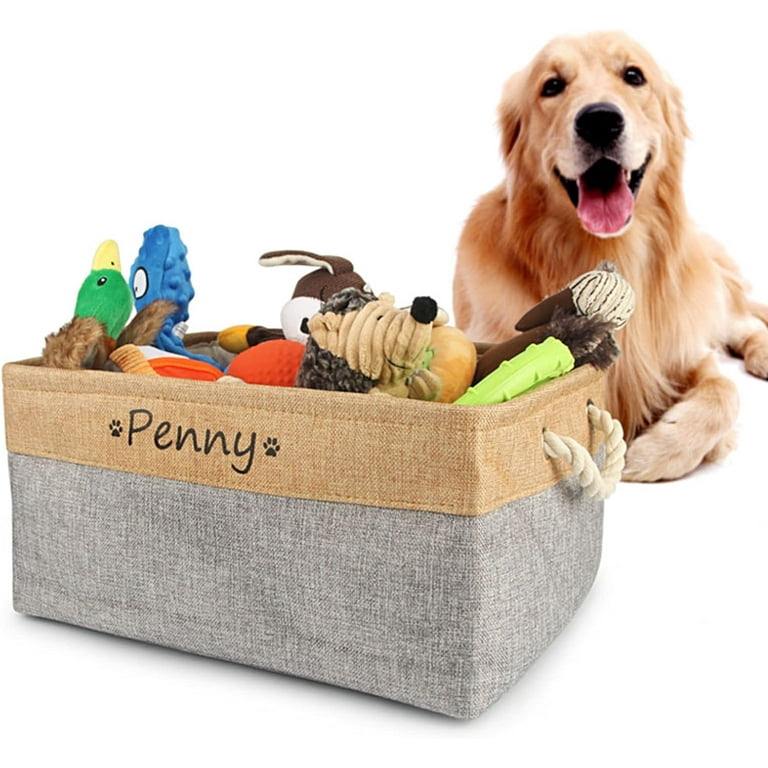 Personalized Dog Toy Basket with Name Custom Dog Toy Basket Paw Prints Pet Food Storage Container Dog Toy Box for Small Dogs New Puppy Supplies Walmart
