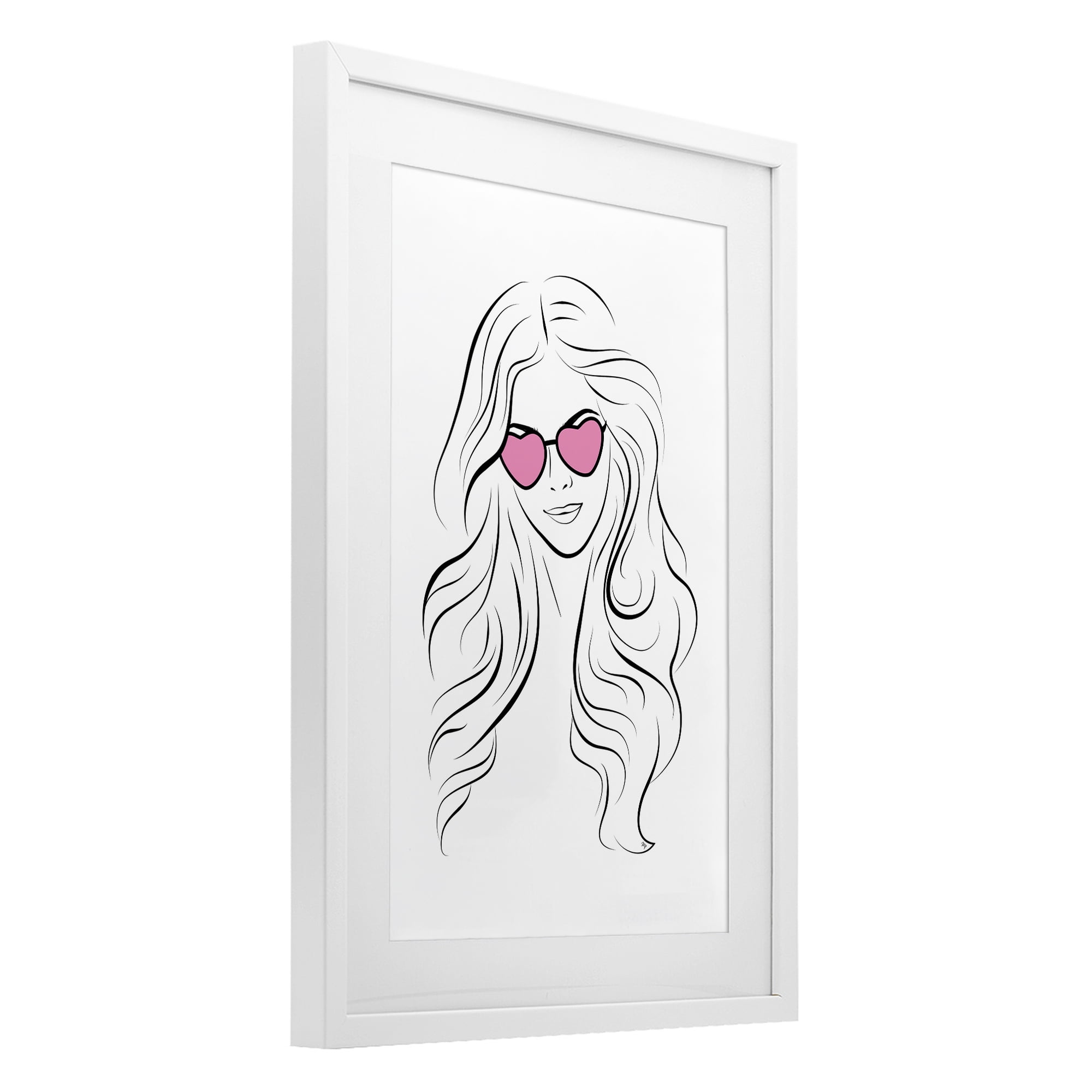 Stupell Industries Leila Pink Heart Sunglasses White Framed Print Under Glass, design by Martina Pavlova