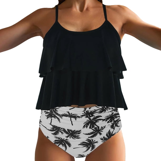 Traje de Baño Mujer Conjunto de Traje de Baño Tankini de Cintura Alta Con Volantes Para Mujer, Bikini de Dos Piezas, Ropa de Playa, Trajes de Baño Cómodos y Elegantes Para El Verano