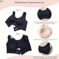 thumbnail image 4 of BIMEI Lace Bralettes for Women Mastectomy Bra Breast Prosthesis with Pockets Wirefree Comfort Everyday Bra,Black,L, 4 of 7