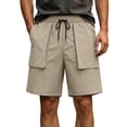 thumbnail image 2 of LEKWK Cargo Shorts for Men Elastic Waist Drawstring Short with Large Flap Pockets Quick Dry Lightweight Activewear for Gym Workout Hiking Khaki L, 2 of 2