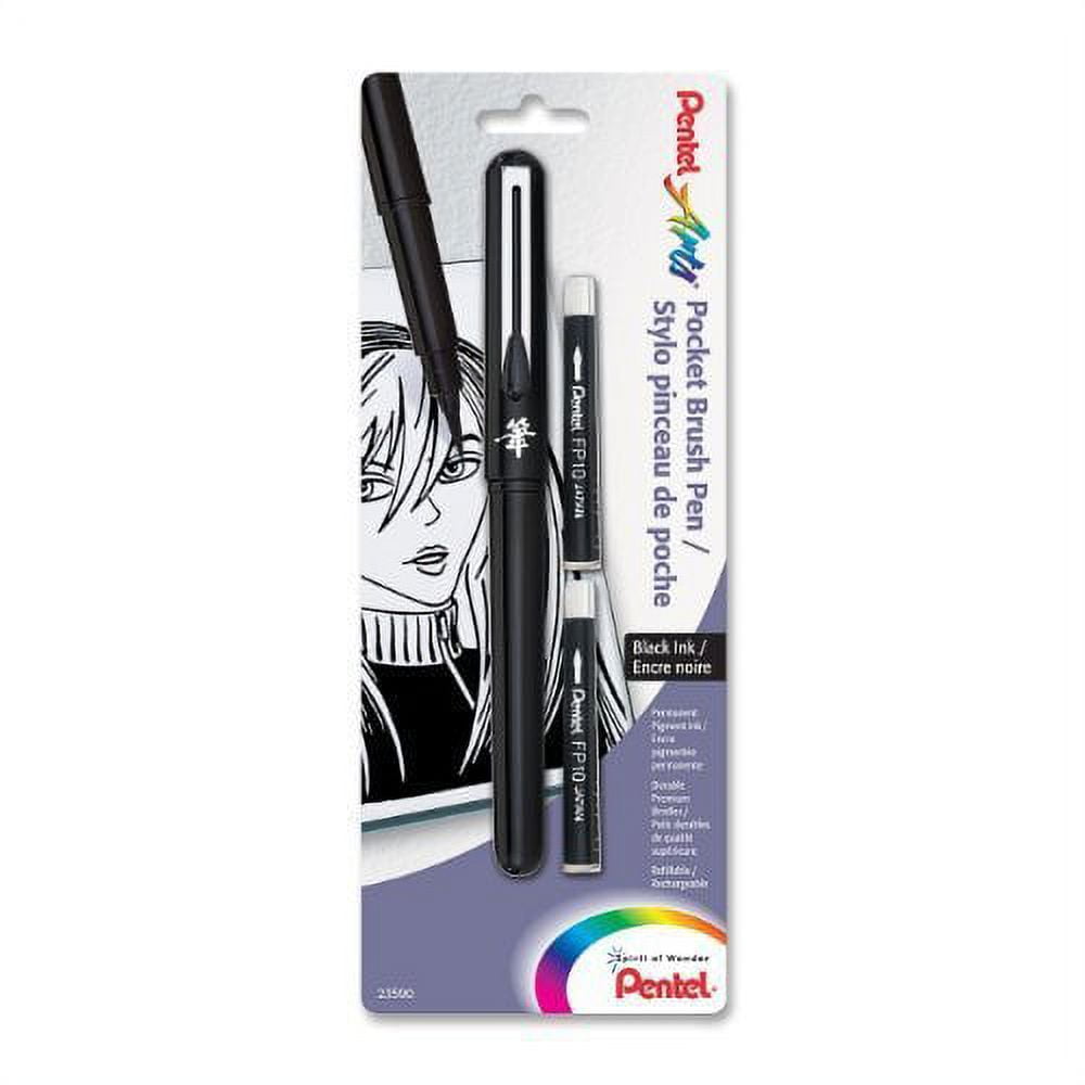  Pentel XGFKP/FP10-A Brush Pen and Two Refills, Black