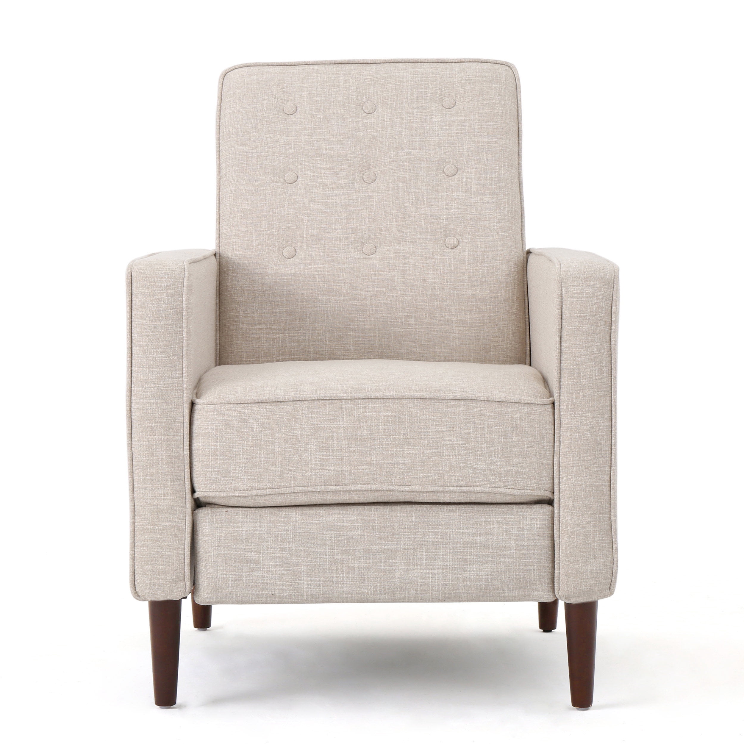 Euroco Modern Fabric Recliner Chair with Espresso Wood Legs, Adjustable Backrest & Plush Upholstery, Space-Saving Design