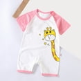 thumbnail image 2 of HCNTES Child Baby Boys Girls Short Sleeve Romper Jumpsuit Infant Kids Cute Pajamas Sleepwear Loungewear for Spring Summer(L01-Pink,18-24 Months), 2 of 4