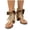 Khaki, variant on hoksml Women's Thong Ankle Sandals Zipper Block Heel Flock Upper Casual Shoes Black Khaki