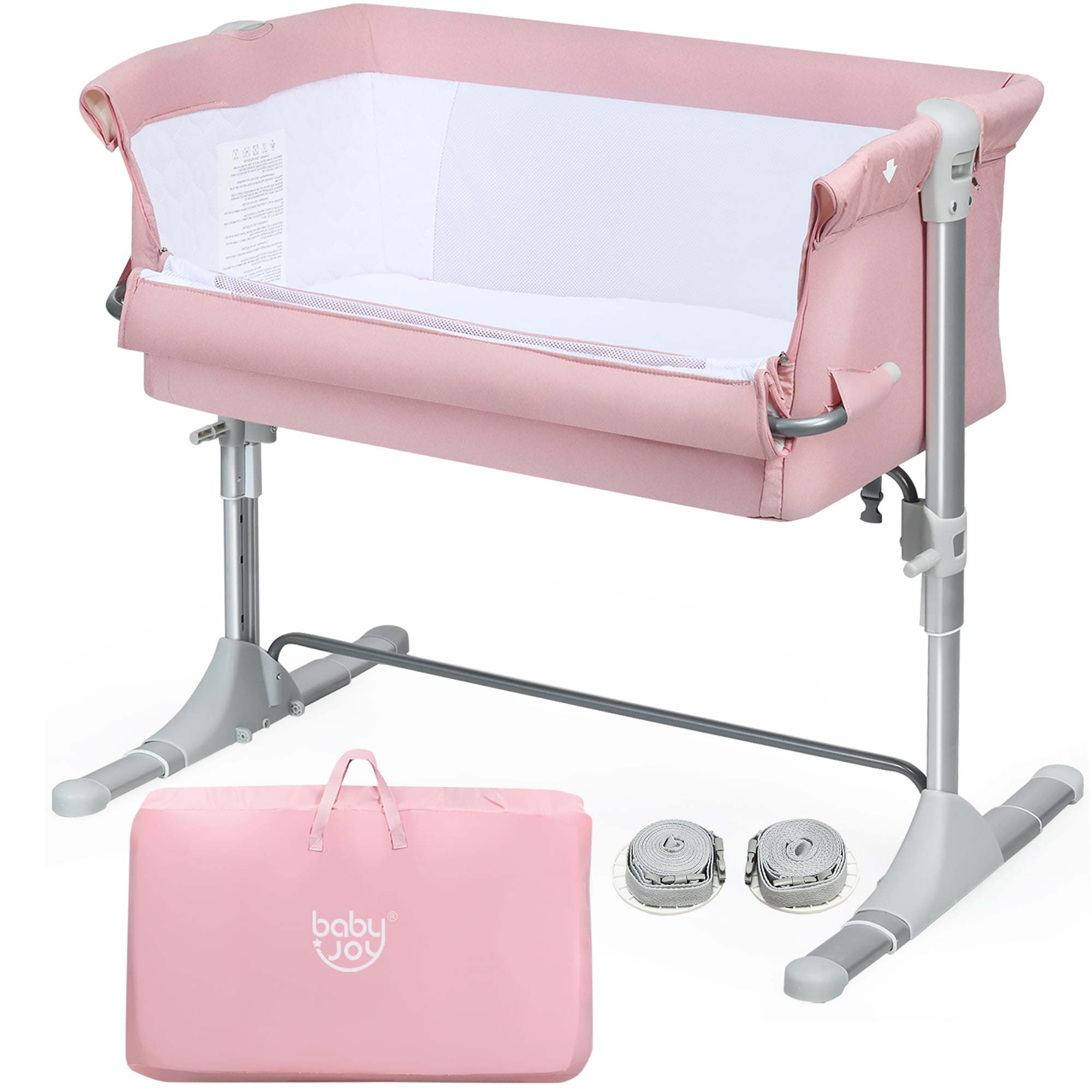 Baby Bedside Crib Portable Foldable Travel Cot Bed  Mattress Mesh W/Carry Bag 