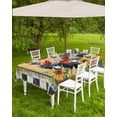 thumbnail image 4 of Fsddascl Vintage Rooster Outdoor Tablecloth - 60x120 Inch Rectangle Dining Table Cover, Farmhouse Sunflower Animals Watercolor Waterproof Outdoor Table Cloth with Umbrella Hole & Zipper for Patio, 4 of 7