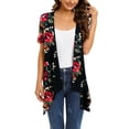 thumbnail image 2 of Savings Clearance Summer Light Weight Cardigan Women, Women's Basic Solid Short Sleeve Open Drape Front Cardigan Summer High Low Hem Tops Red XL # Prime Day 2023 Deals, 2 of 5