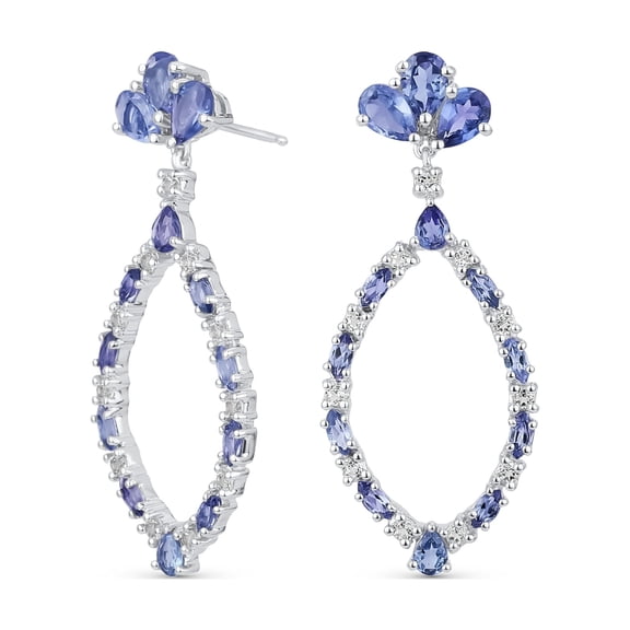 Bling Jewelry Womens Dangle Gemstone Earrings Pink Tourmaline Topaz Tanzanite Teardrop Chandelier