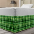 thumbnail image 1 of Checkered Bed Skirt, Old Fashioned Irish British Tile Mosaic in Vibrant Green Colors, Elastic Bedskirt Dust Ruffle Wrap Around for Bedding Decor, 4 Sizes, Emerald Lime Green White, by Ambesonne, 1 of 2