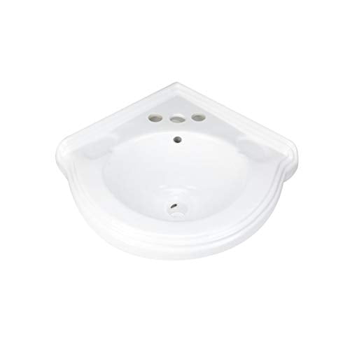 Portsmouth 22" Corner Wall Mount Bathroom Sink In White With Overflow And Bracket Grade A Porcelain Renovators Supply Manufacturing