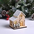 thumbnail image 4 of Led Light-Up Wooden Christmas House, Battery Operated Miniature Luminous Cottage Tabletop Decor, Hanging Rope Included, Holiday Mantel, Shelf, Shop Window Display, Festive Winter Scene , 1X Ornament, 4 of 5