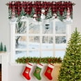 thumbnail image 3 of Christmas Tie Up Valances Curtain, Snowman Christmas Tree Forest Winter Snow Red Plaid Adjustable Rod Pocket Short Window Treatment Tie Up Curtains Valances for Kitchen Living Room Bathroom 42x18 In, 3 of 9