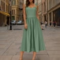 thumbnail image 3 of Efsteb Women's Summer Sleeveless Midi Dress Solid Color Spaghetti Strap Tank Dress Cute Casual Dresses (Green,XXXL), 3 of 6