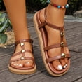 thumbnail image 2 of HEWUQI Dressy Flat Sandals for Women 2026 Summer Comfortable Slip on Leather Slides Casual Open Toe Ankle Strap Vacation Walking Beach Shoes Brown Size 8, 2 of 6