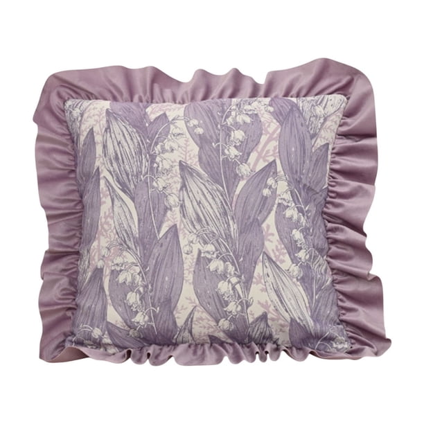 1 paquete de funda de almohada con volantes de flores y campanas de viento de 23 x 23 cm, funda de cojín decorativa de poliéster para sofá de sala de estar Yulucky