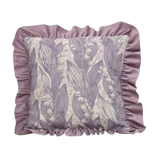 SDNall Decorative Floral Ruffle Pillow Covers For Sofa and Living Room, Soft Polyester Cushion Covers with Easy Care, Set of One for Home Decor