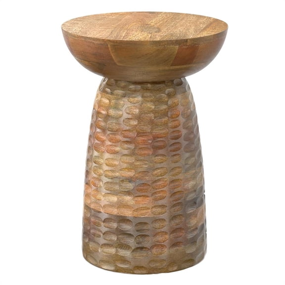 Pemberly Row Solid Mango Wood Accent Table in Natural Finish