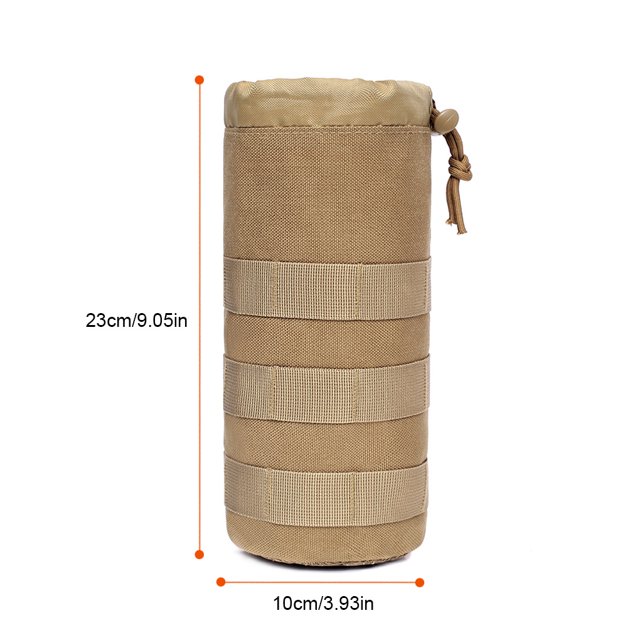 Water Bottle Bag Portable Backpack Pouch Sport Mesh Hole Bottom Drawstring Kettle Holder Carrier Travelling Cover Protector Mud Color