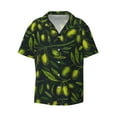 thumbnail image 3 of Goofa Green Branch Olive Printed Men's Casual Short-sleeved Shirt,Lightweight Breathable Button-down,Summer Casual men's top,Versatile Fashion shirt-, 3 of 7