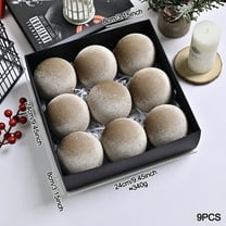 Summercome 9 Pcs Velvet Christmas Ornaments Ball with Sparkling Diamond, 3.15" Christmas Tree Decorations Set, Shatterproof Hanging Xmas Ornaments for Christmas Tree, Beige