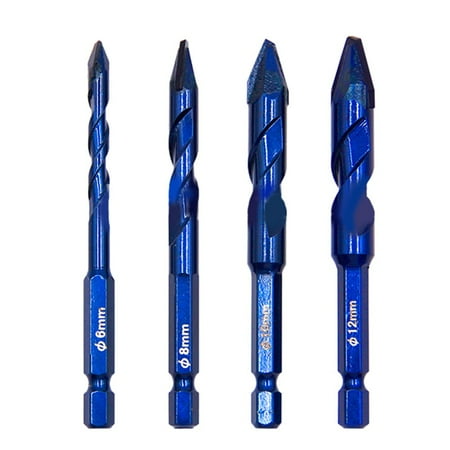 

RANMEI 4pcs 6-12mm Drill Bits Carbide Drilling for Wall Glass Wood Metal Tiles
