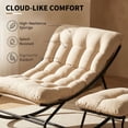 thumbnail image 6 of MRUAKA Outdoor Papasan Rocking Chair, Oversized Cushioned Lounge Chair with Ottoman and Sturdy Metal Frame, Patio Egg Rocker chair for Balcony Backyard Porch Bedroom, Beige, 6 of 8