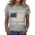 thumbnail image 2 of NMMUED 250 Years America Anniversary Flag Shirt Women 4th of July Shirts Patriotic Independence Day Short Sleeve Outfit Gray XL, 2 of 6