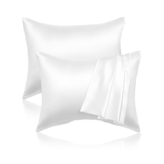 VEVOR Satin Pillowcase, 2 Pack Standard Size Satin Pillow Cases for Hair and Skin, Similar to Silk Pillowcases with Hidden Zipper, Smooth, Soft and Breathable Cooling Pillowcase, for Sleeping