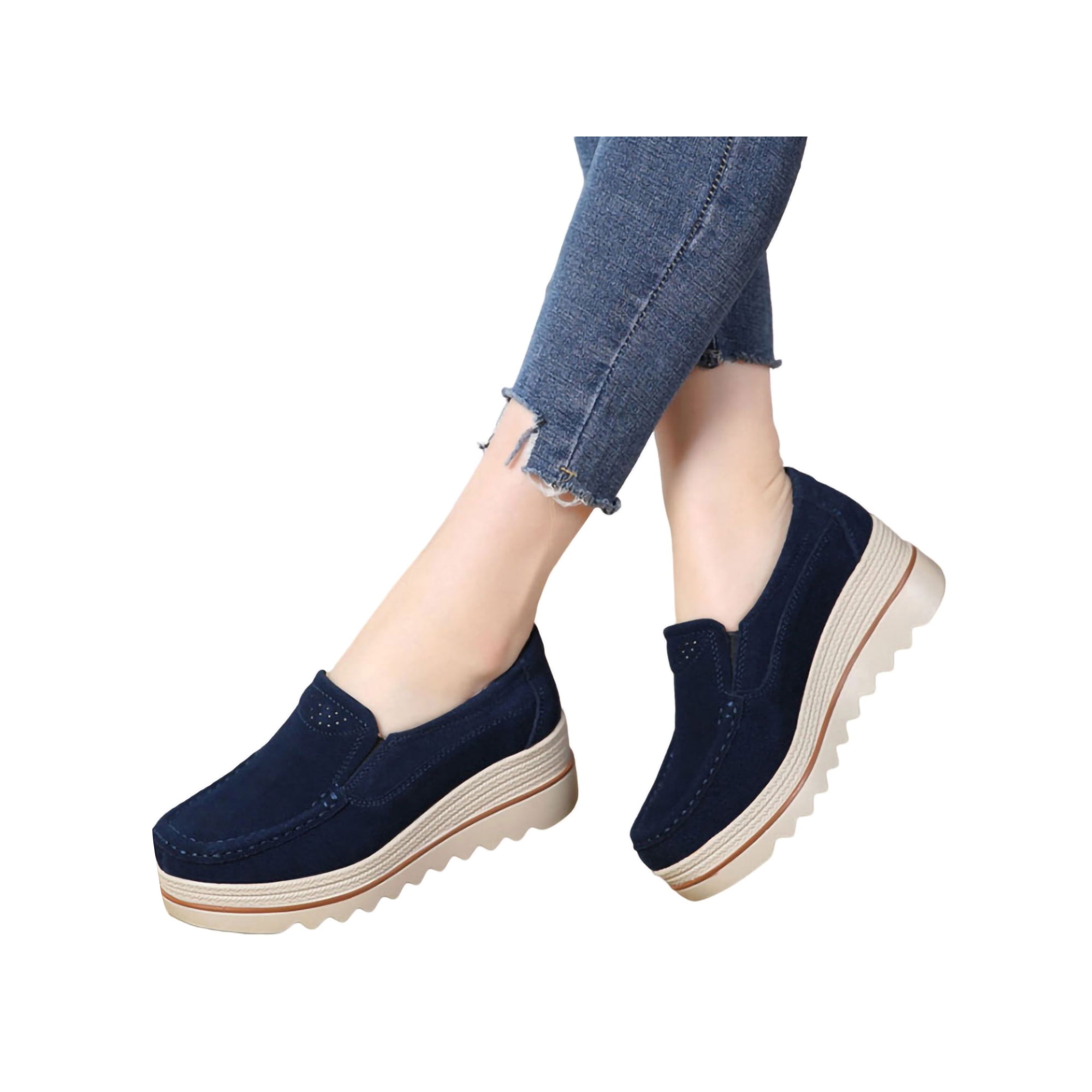 Ladies wedge heel loafers hot sale