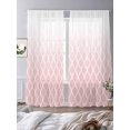 thumbnail image 3 of Sheer Curtains 96 Inches Long 2 Panels, Pink Gradient Lattice White Line Rod Pocket Curtain Voile Draperies, Romantic Simple Style Light Filtering Window Treatment for Living Room Kitchen Bedroom, 3 of 8