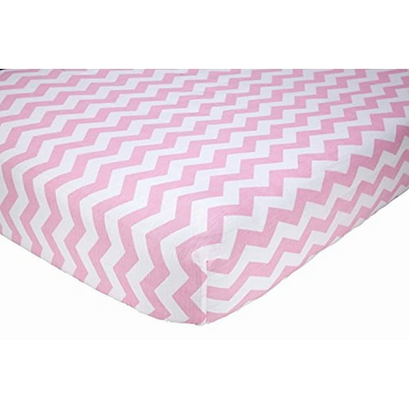 Little Love by NoJo Separates Collection Printed Chevron Crib Sheet Pink White 52 x 28