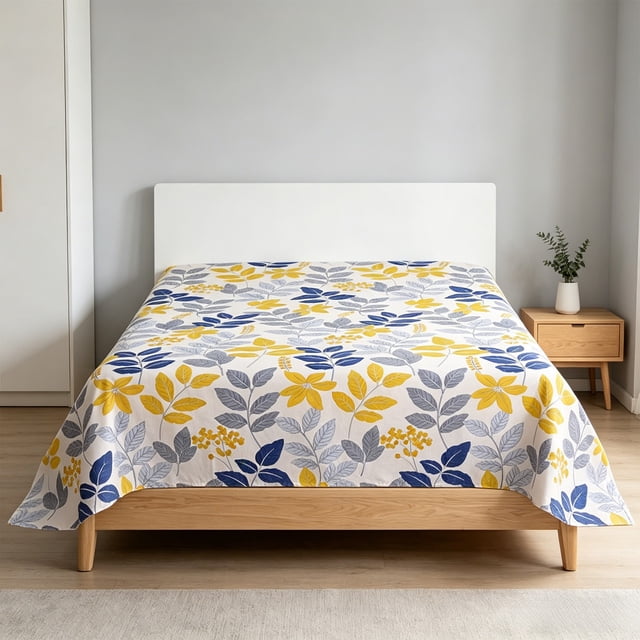 Linnome Flat Sheet Comfortable Bed Sheet with Floral Patterns Mattress Protective Cover Easy Clean for Double or Twin Bed Multicolor#22