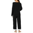 thumbnail image 3 of Conjunto de pijama para mujer INSPIRE CHIC, blusa de manga larga con encaje suave y pantalones, ropa de dormir de 2 piezas, M, negro, 3 of 5